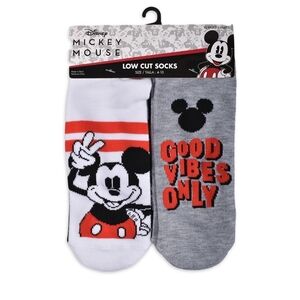 Disney Mickey Mouse Red and Gray Low Cut Socks